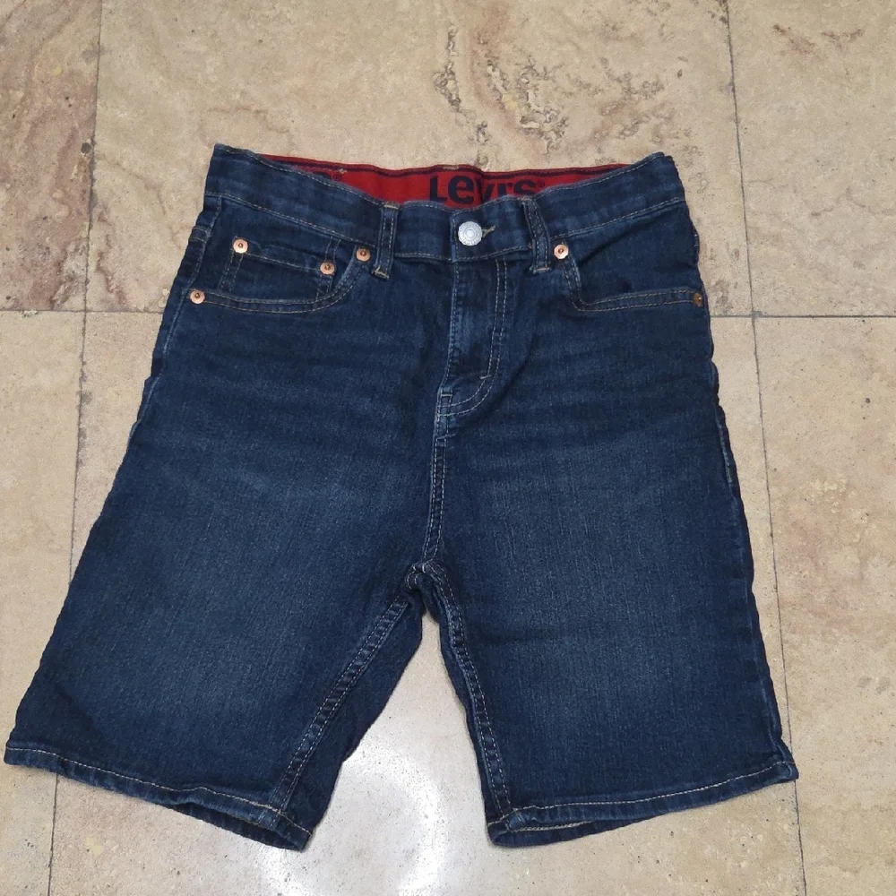 Levi's Dark Blue Denim Kids Shorts with Red Waistband Detail Boy 14
